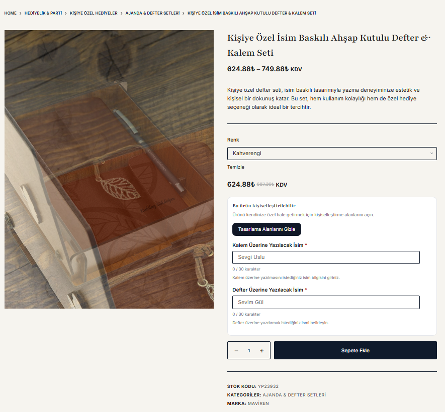 WooCommerce ürün sayfasında kişiselleştirilebilir alanlar